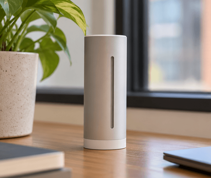 Indoor environmental sensor used to provide building-condition data.